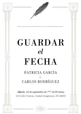 Invitación de boda blanca y elegante
