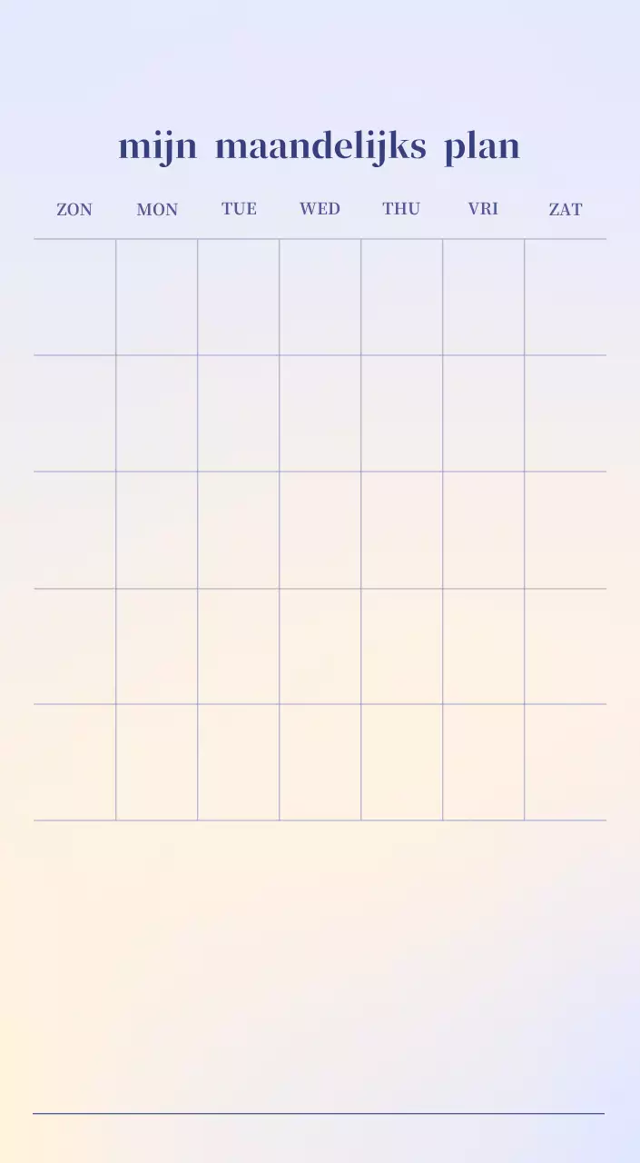 Minimalistische kalender met kleurverloop