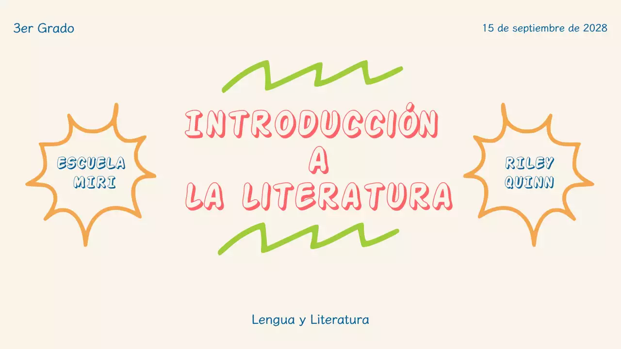 Presentación literaria sencilla y colorida para niños