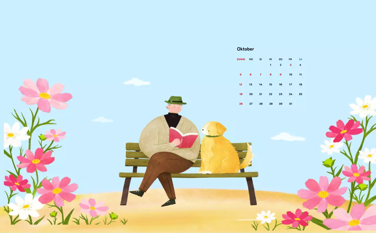 Neujahrskalender mit warmen Illustrationen