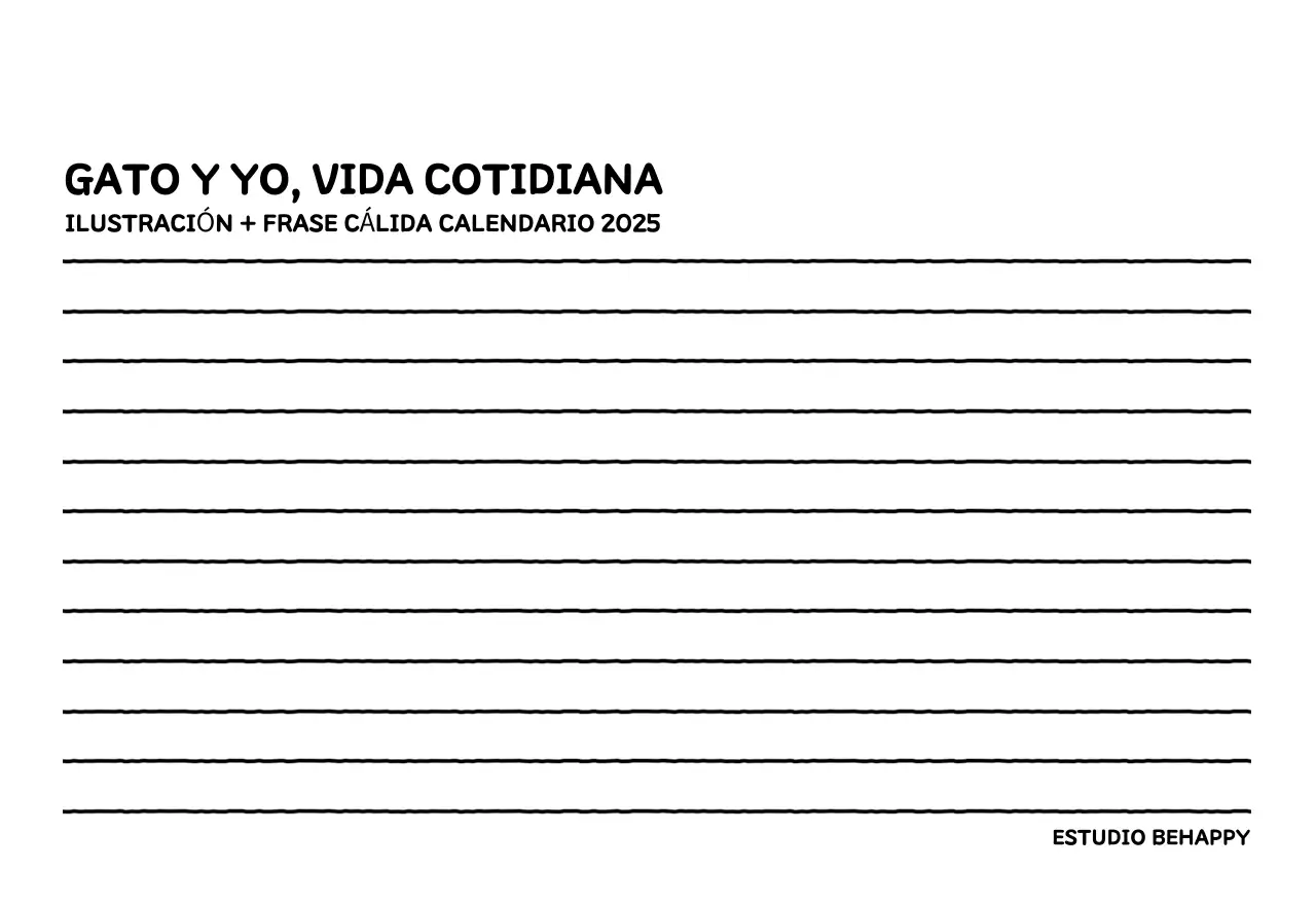 Calendario ilustrado con un bonito estilo de líneas