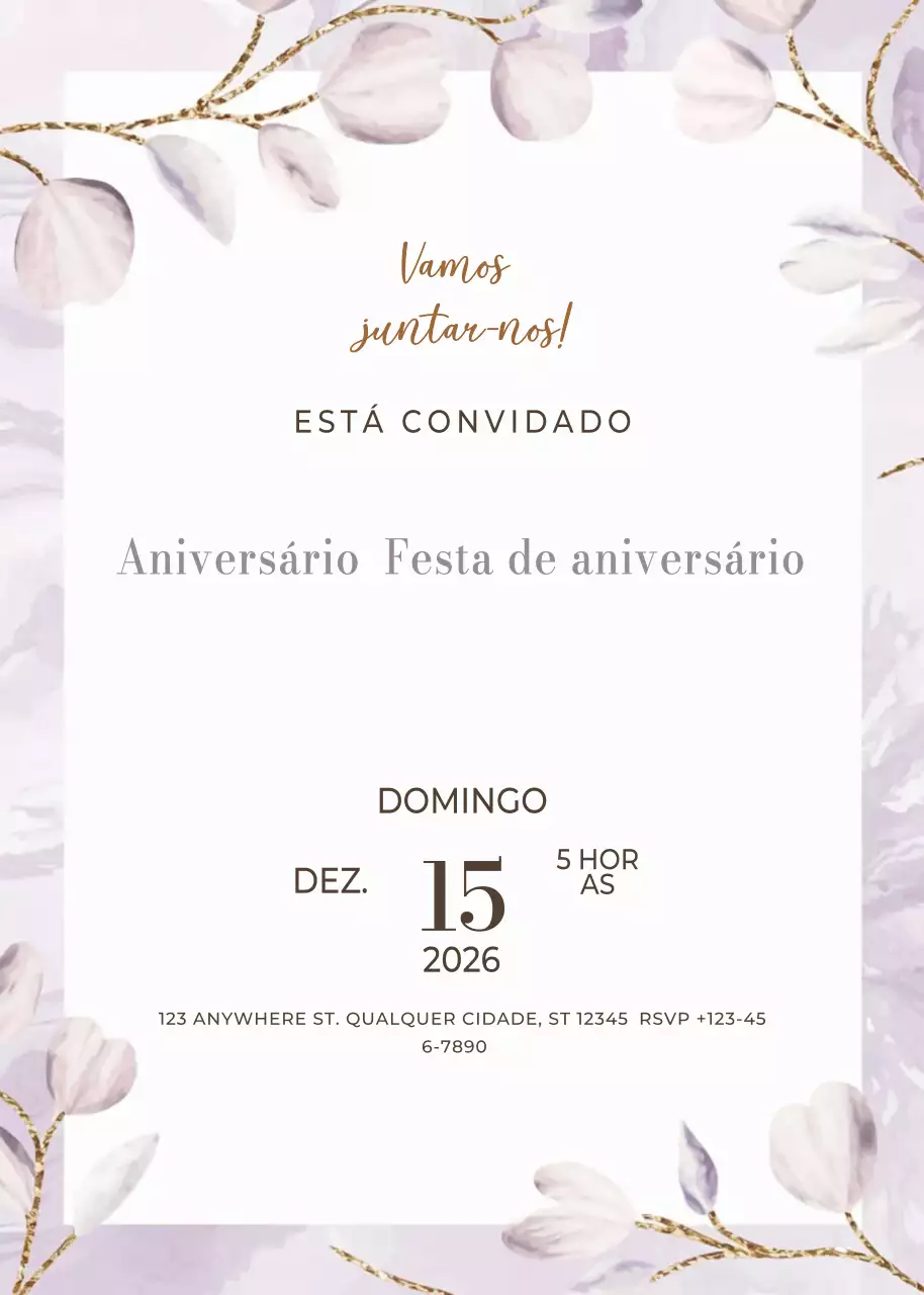 convite de aniversário elegante bege