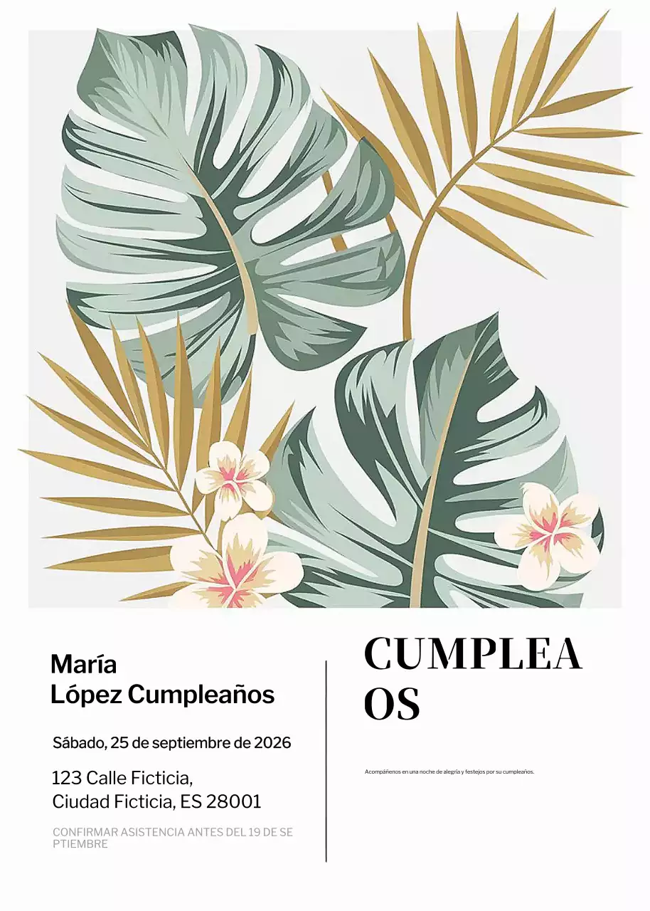 Invitación de cumpleaños tropical verde