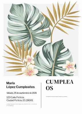 Invitación de cumpleaños tropical verde