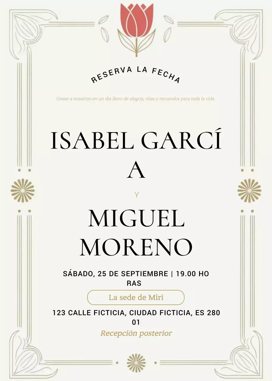 Invitación de boda elegante beige