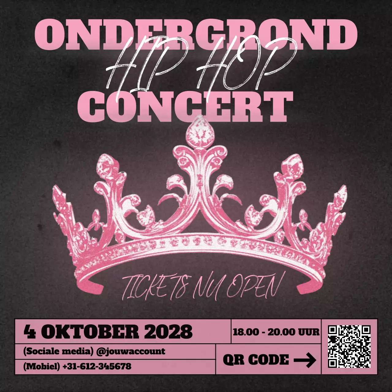roze trendy hip hop concert promotie
