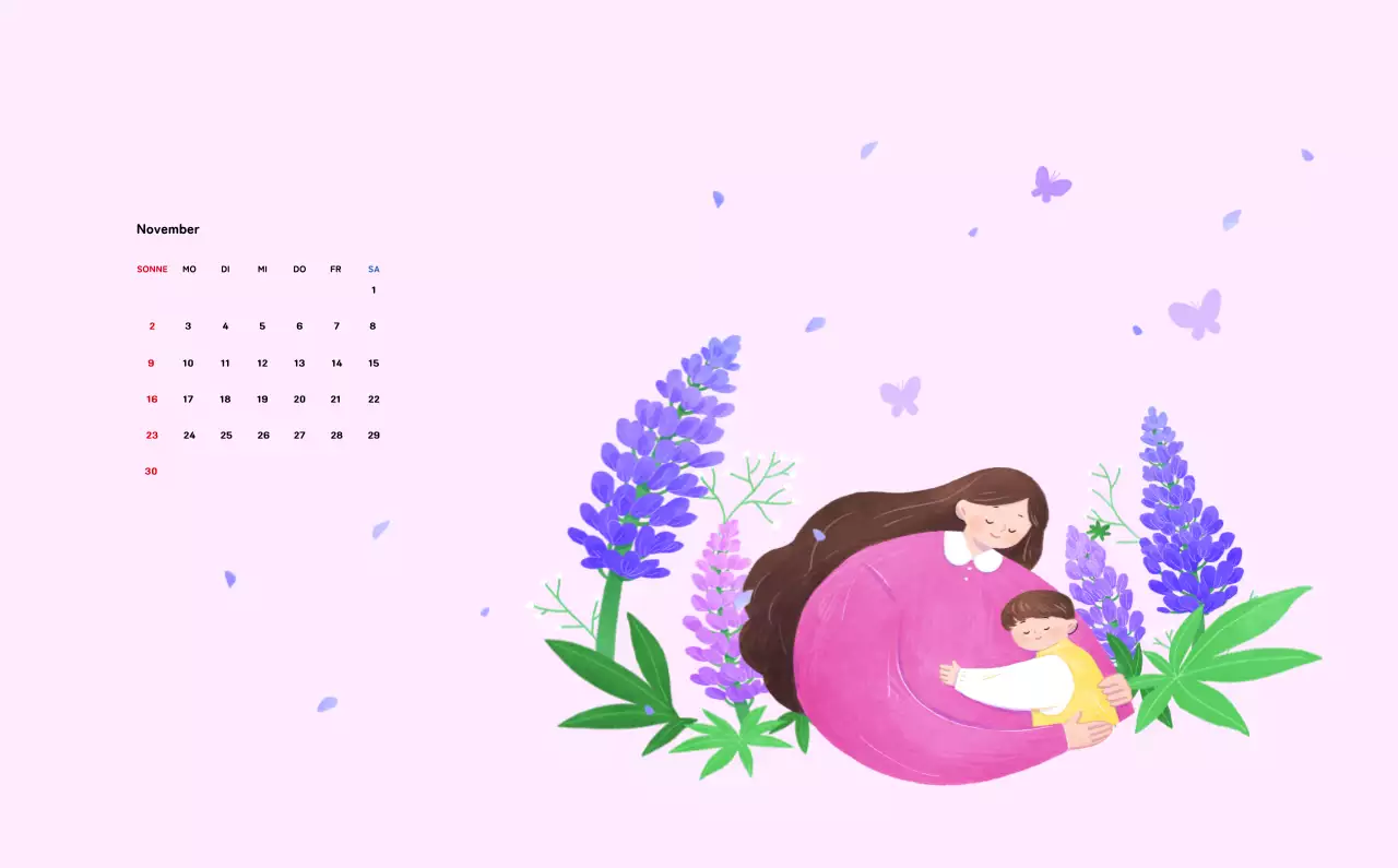 Neujahrskalender mit warmen Illustrationen