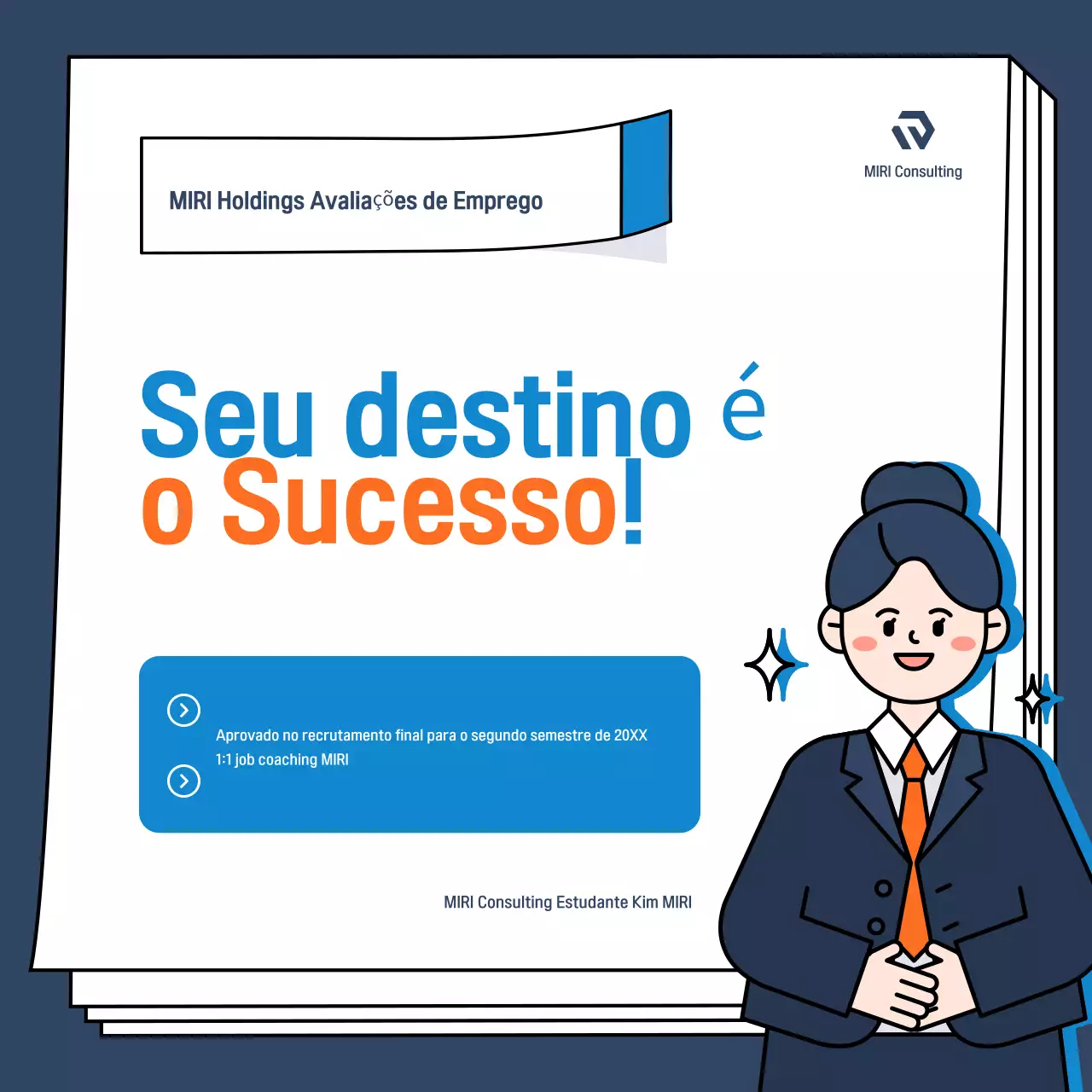 Promover revisões de emprego modernas em azul e laranja