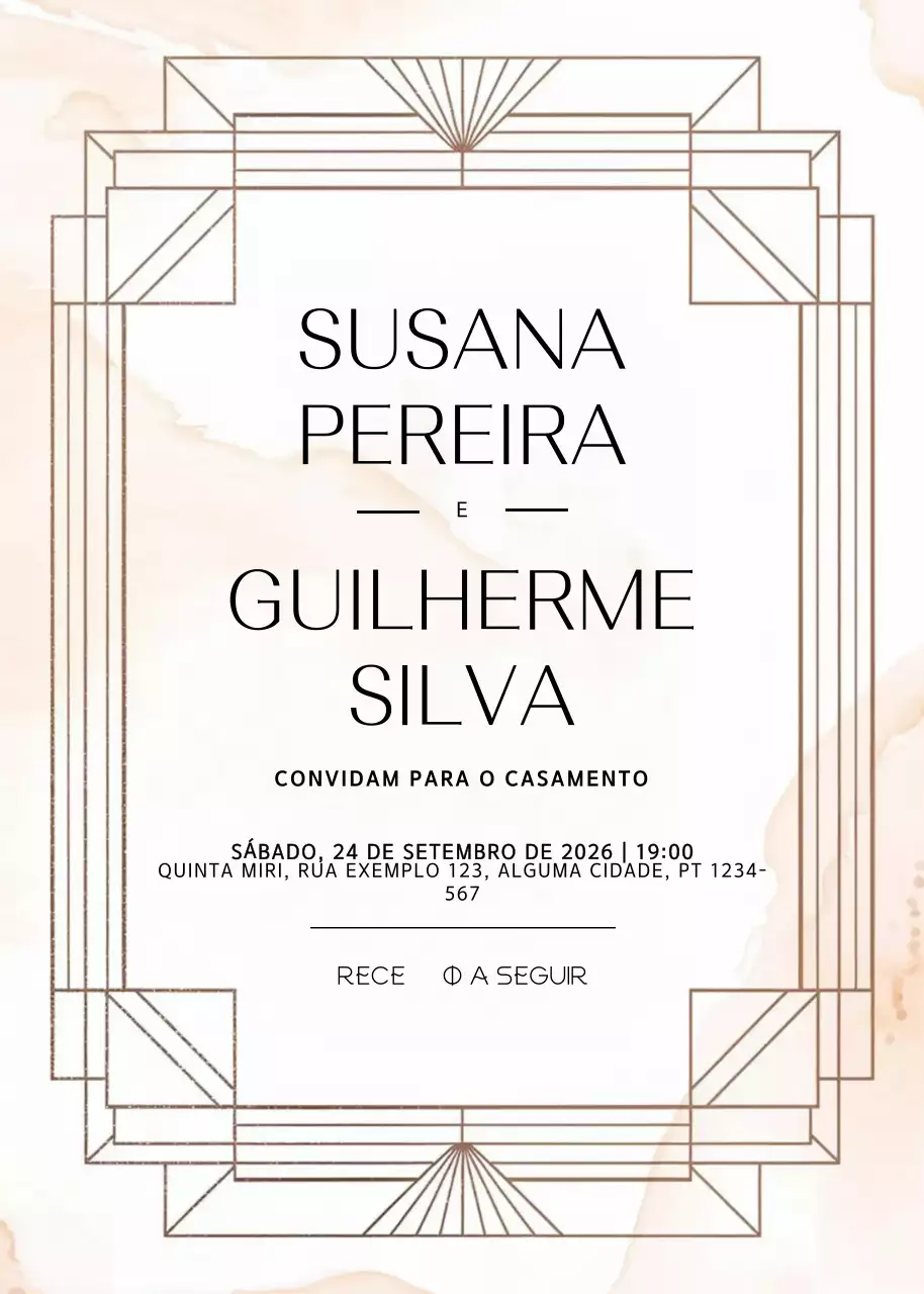 Convite de casamento bege e elegante