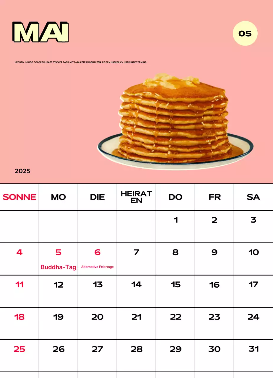 Bunte Kalender mit einer Vielzahl von Retro-Illustrationen