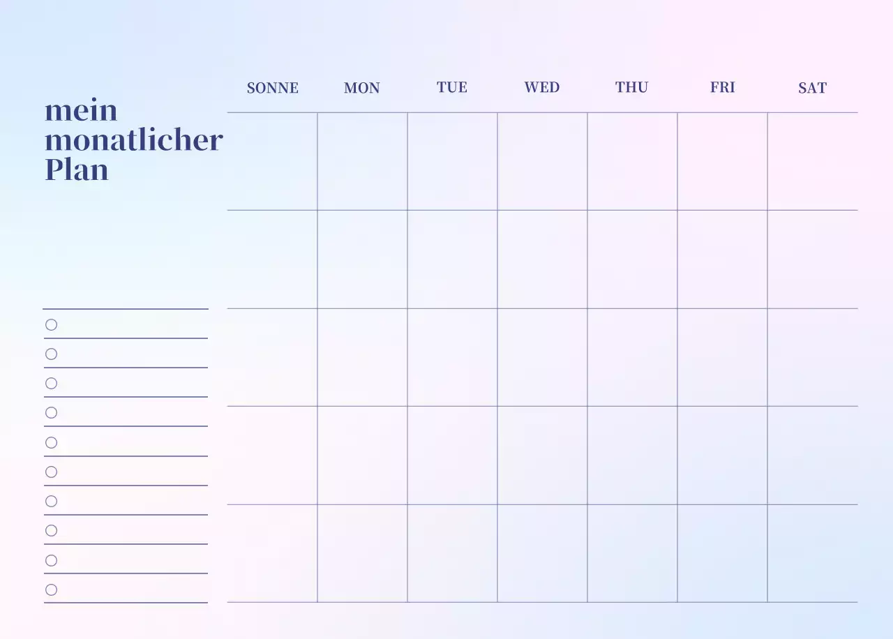 Minimalistischer Kalender mit Farbverlauf