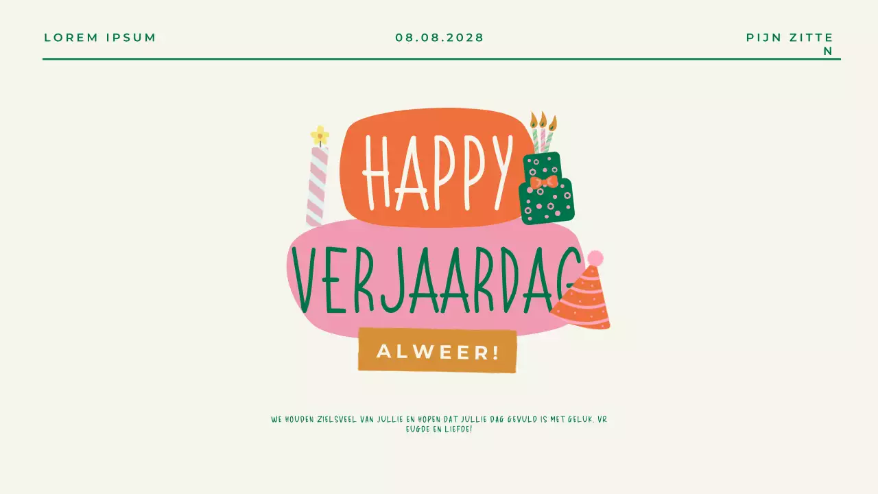 Groene speelse verjaardagspresentatie