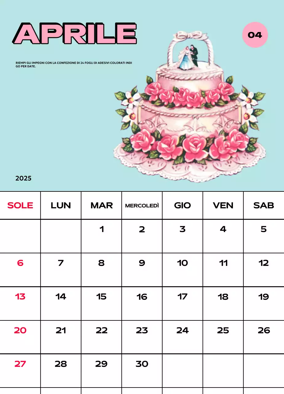 Calendari colorati con una varietà di illustrazioni retrò