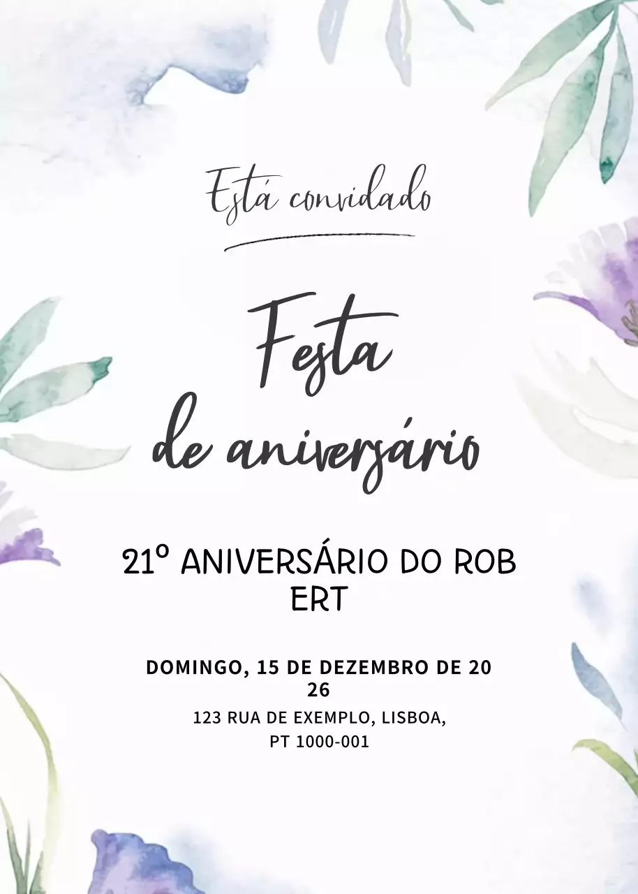 Convite de aniversário elegante branco