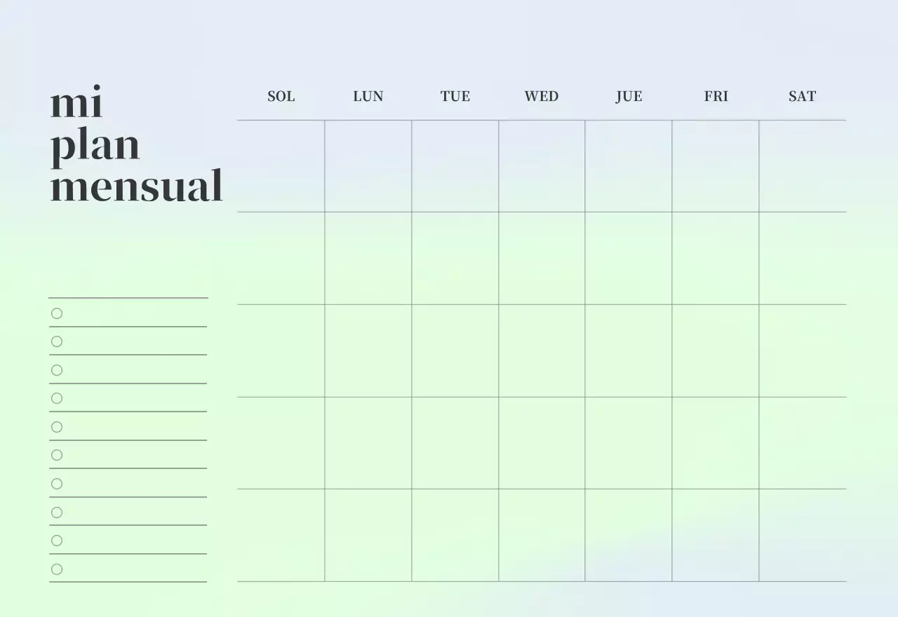Calendario minimalista degradado