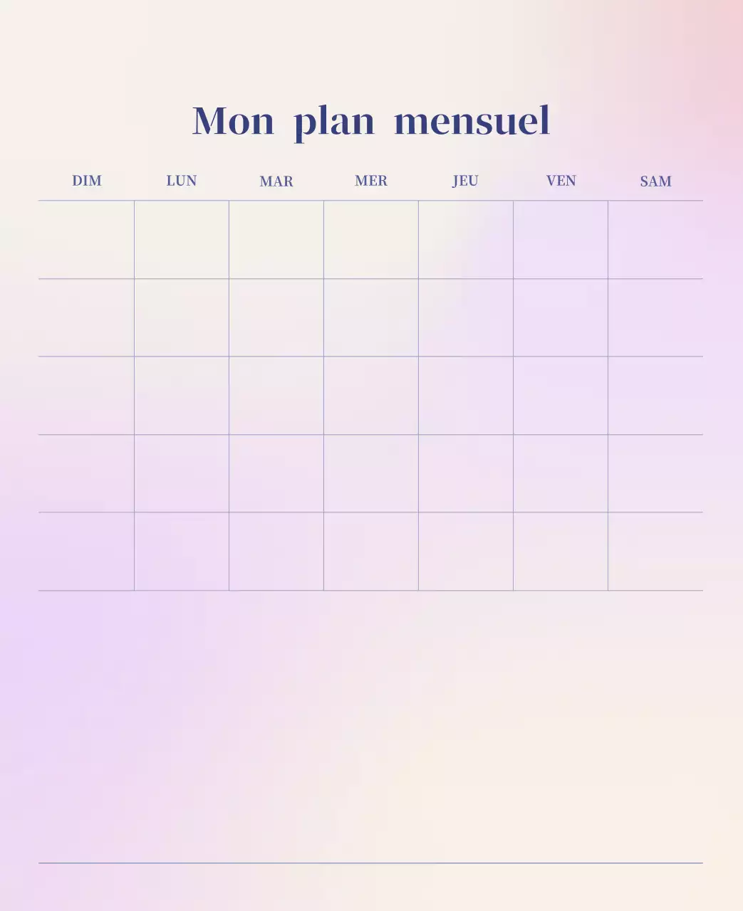 Calendrier minimaliste dégradé