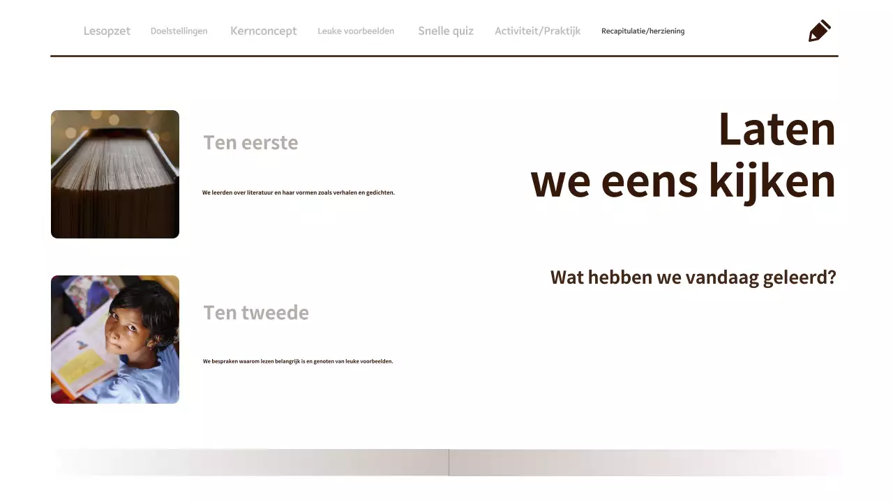 Minimalistisch, schoon 3e graads lesmateriaal voor taal en literatuur