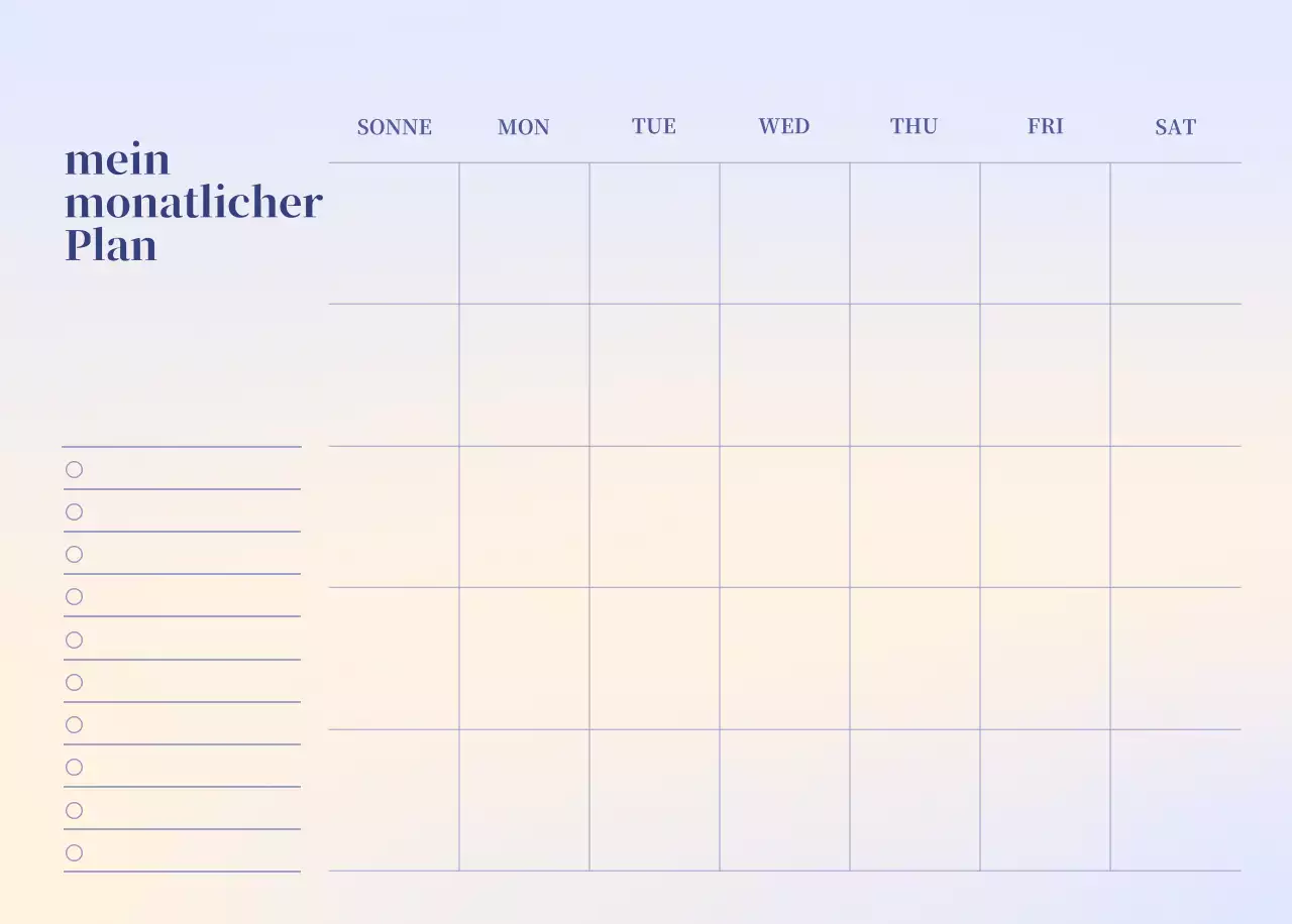Minimalistischer Kalender mit Farbverlauf