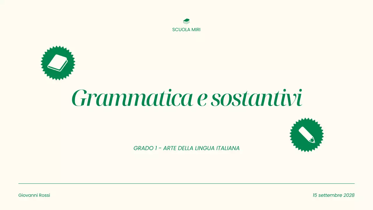 Presentazione della grammatica semplice e dei sostantivi Beige