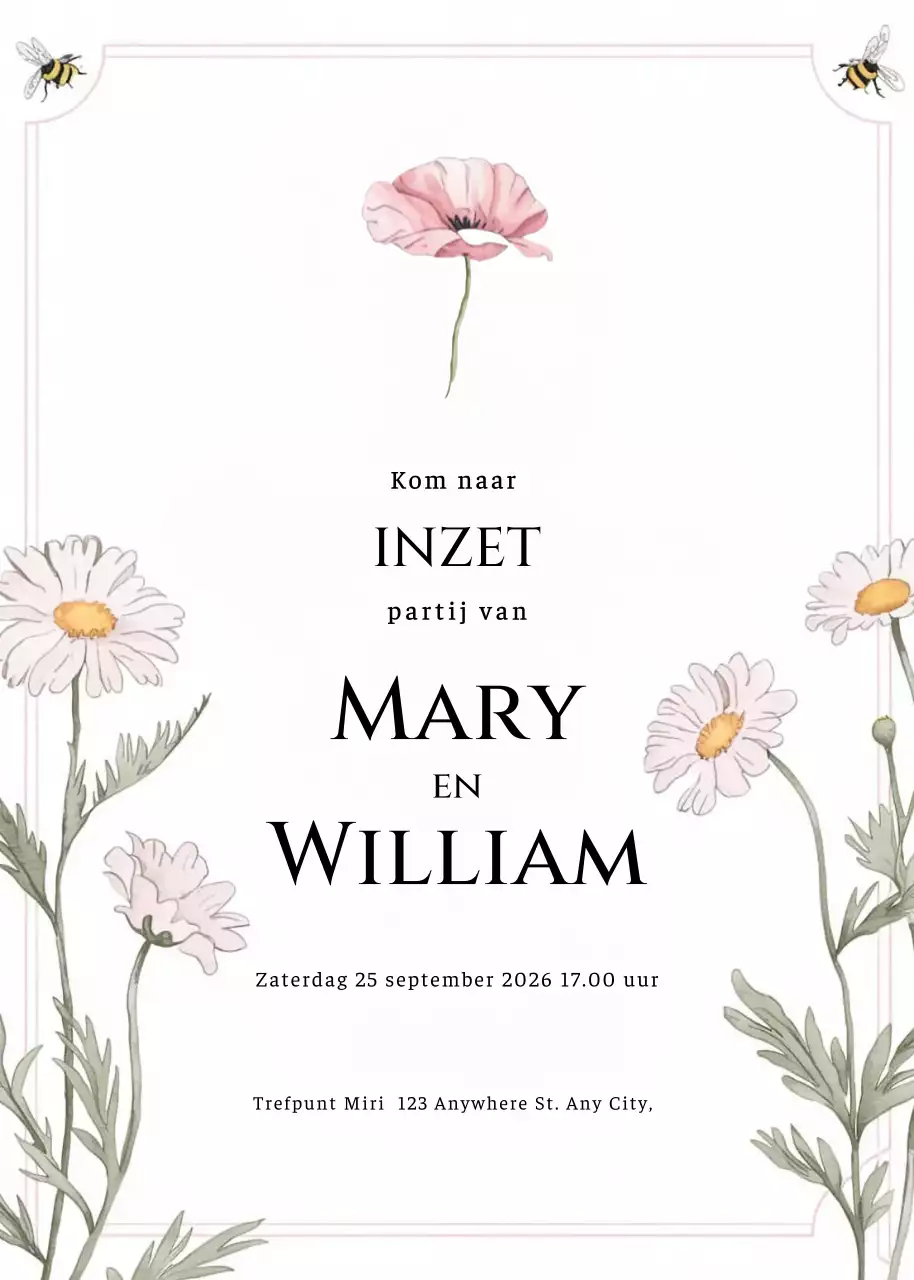 witte bloemen verlovingsuitnodiging