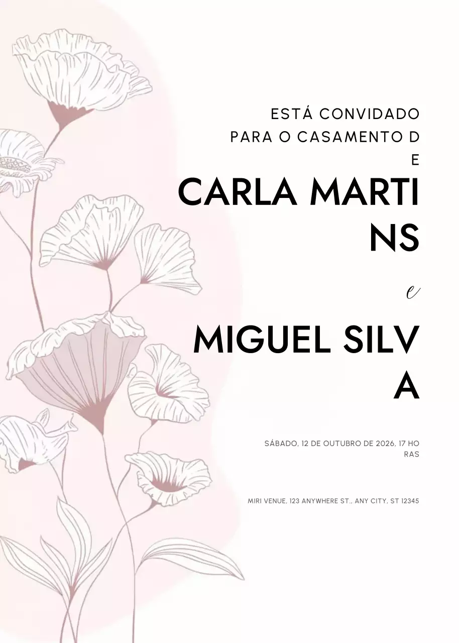 convite de casamento elegante cor-de-rosa