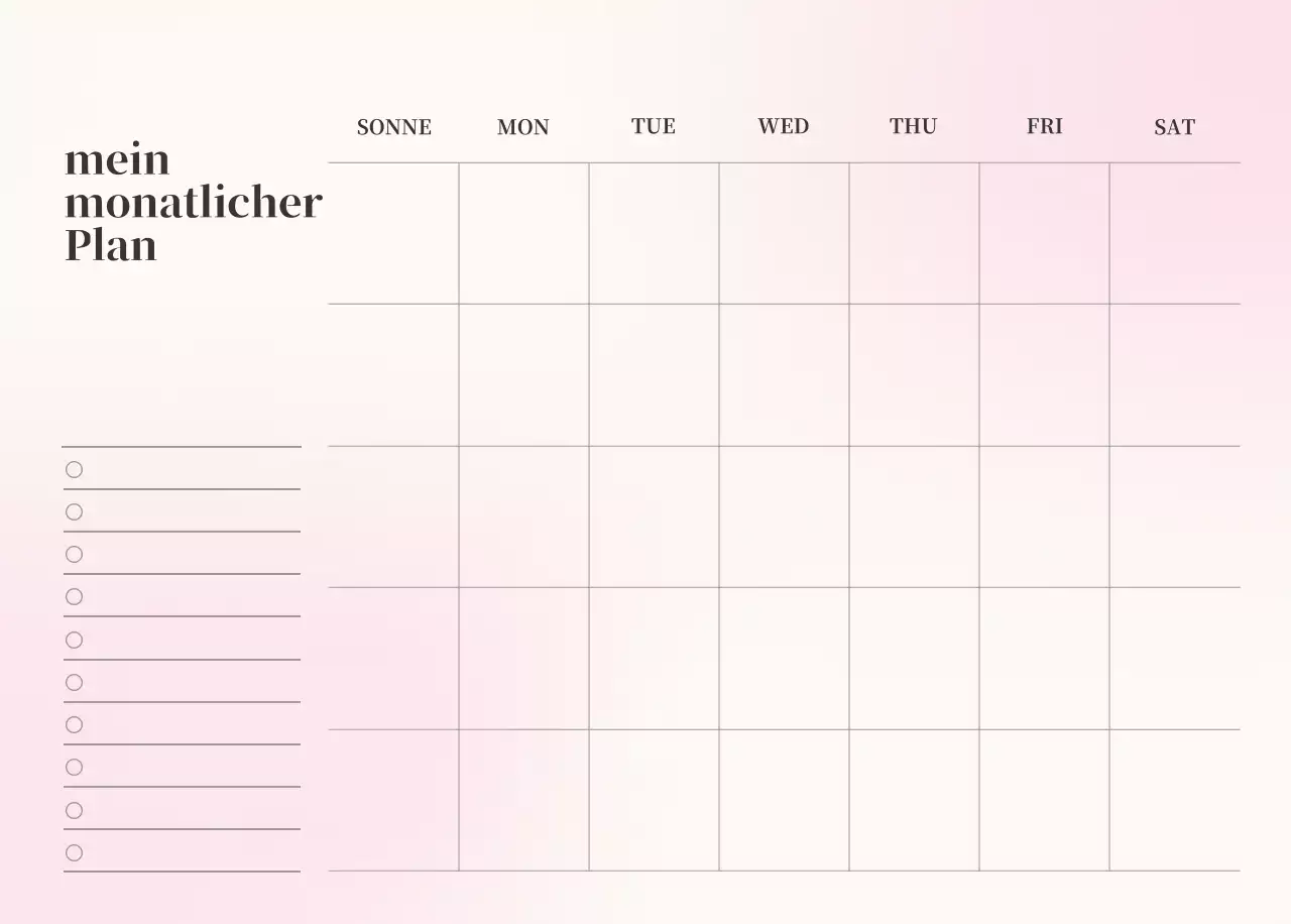 Minimalistischer Kalender mit Farbverlauf