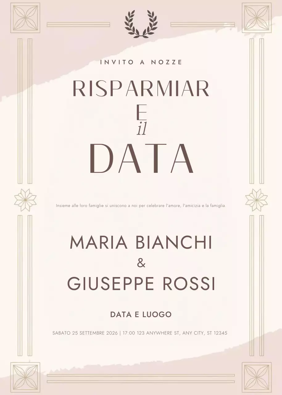 invito di nozze elegante beige