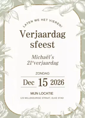 Sage Sierlijke Verjaardagsuitnodiging