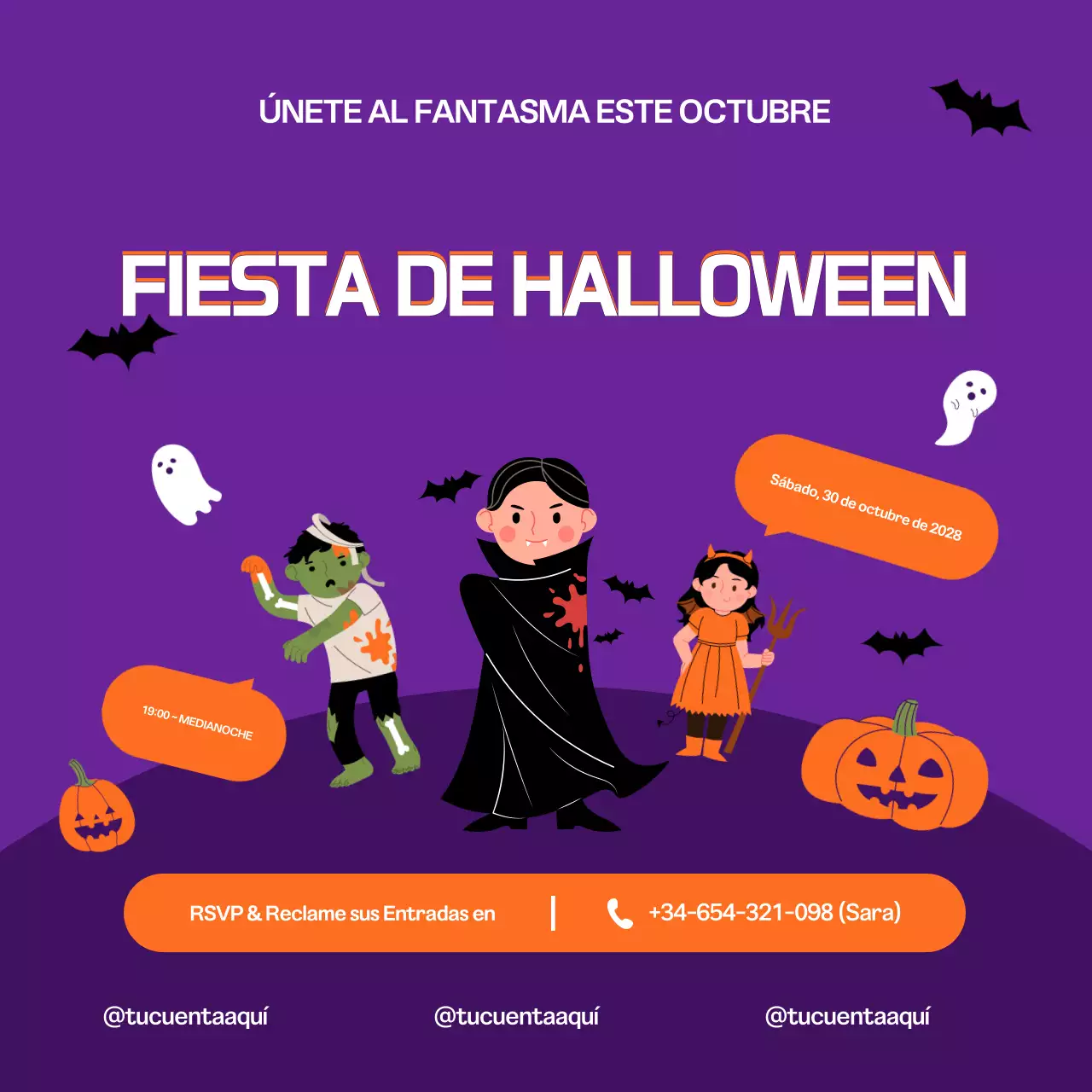 purple halloween party invitation social media square