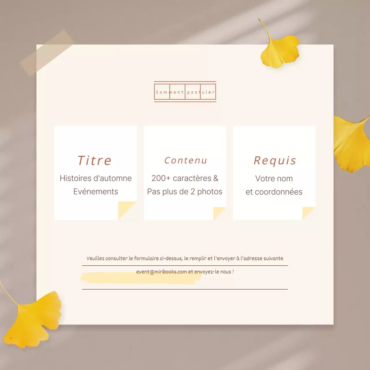 Promouvoir un événement automnal vintage en beige