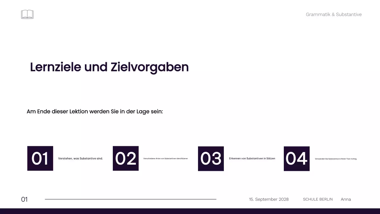 Professionelles minimalistisches Grammatikmaterial für die 1. Klasse
