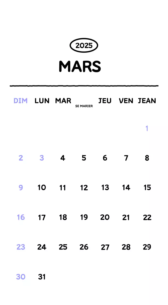 Calendrier illustré avec un joli style de lignes