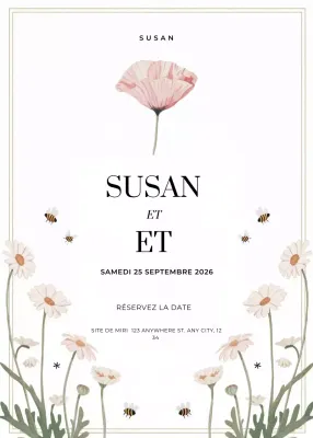 invitation de mariage élégante et blanche