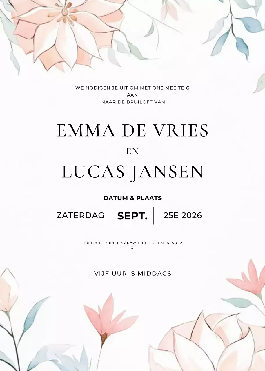 beige elegante huwelijksuitnodiging