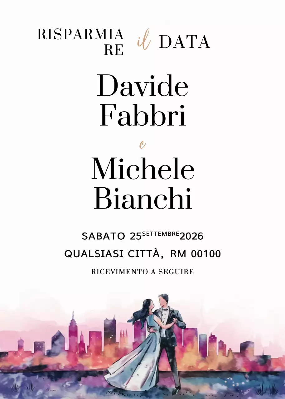 Invito di nozze elegante e colorato