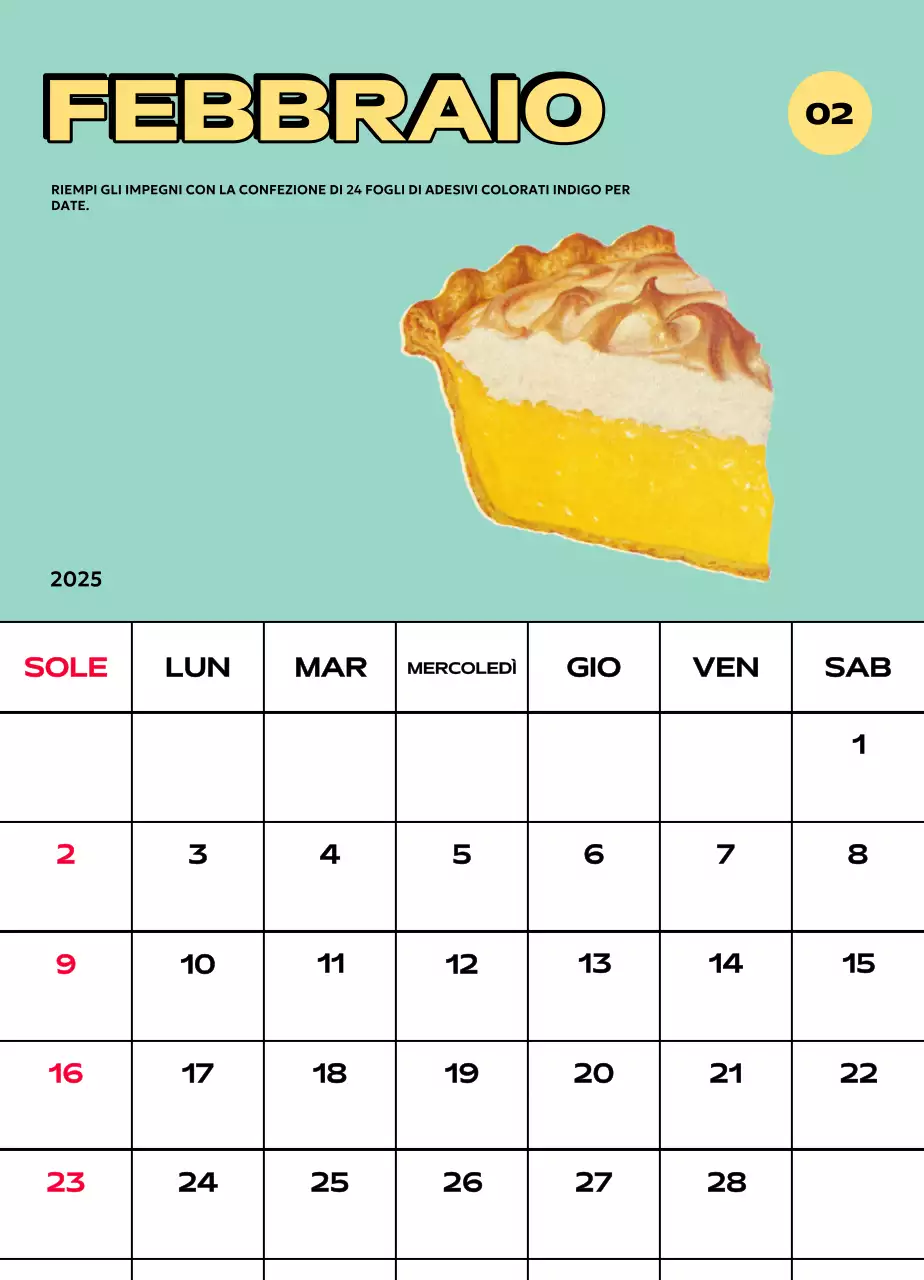 Calendari colorati con una varietà di illustrazioni retrò