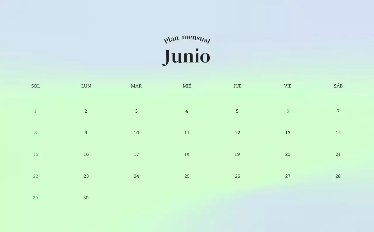 Calendario minimalista degradado