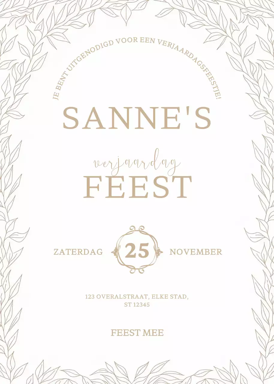 Beige elegante verjaardagsuitnodiging