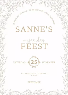 Beige elegante verjaardagsuitnodiging