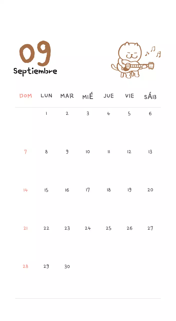 Calendario diario en marfil
