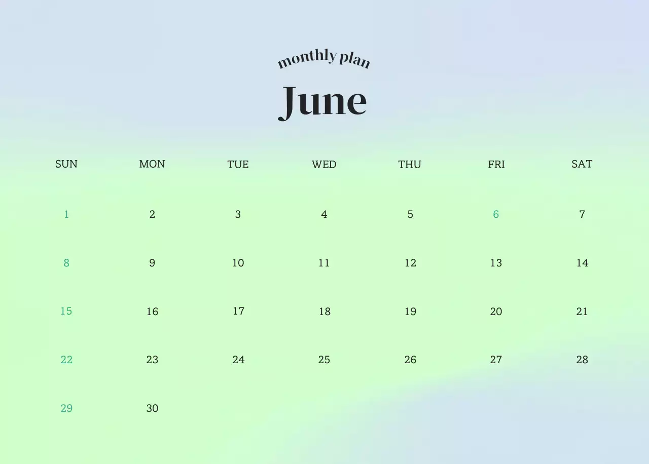 Gradient Minimalist Calendar