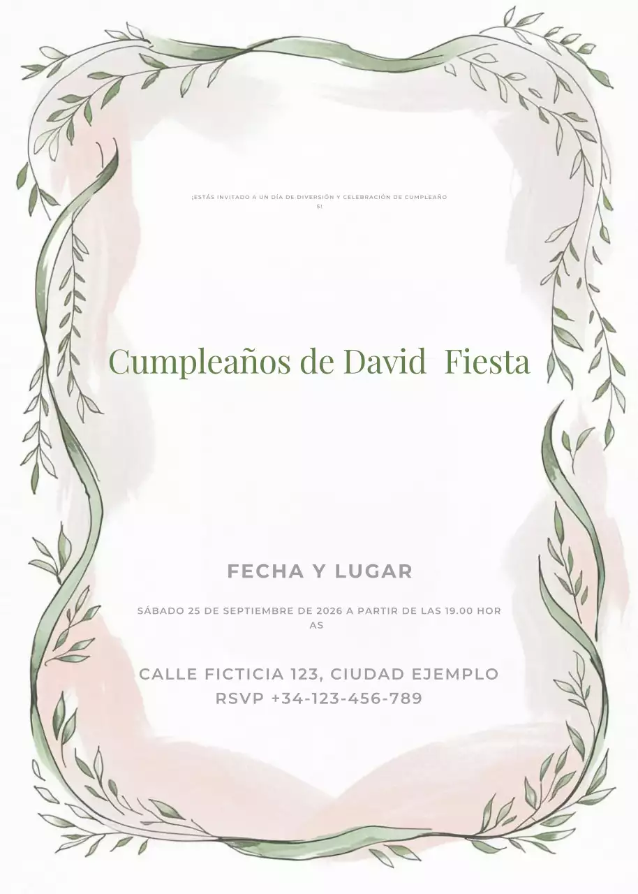 invitación de cumpleaños botánica verde