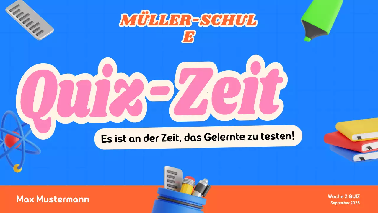 Buntes modernes Quiz-Klassenmaterial
