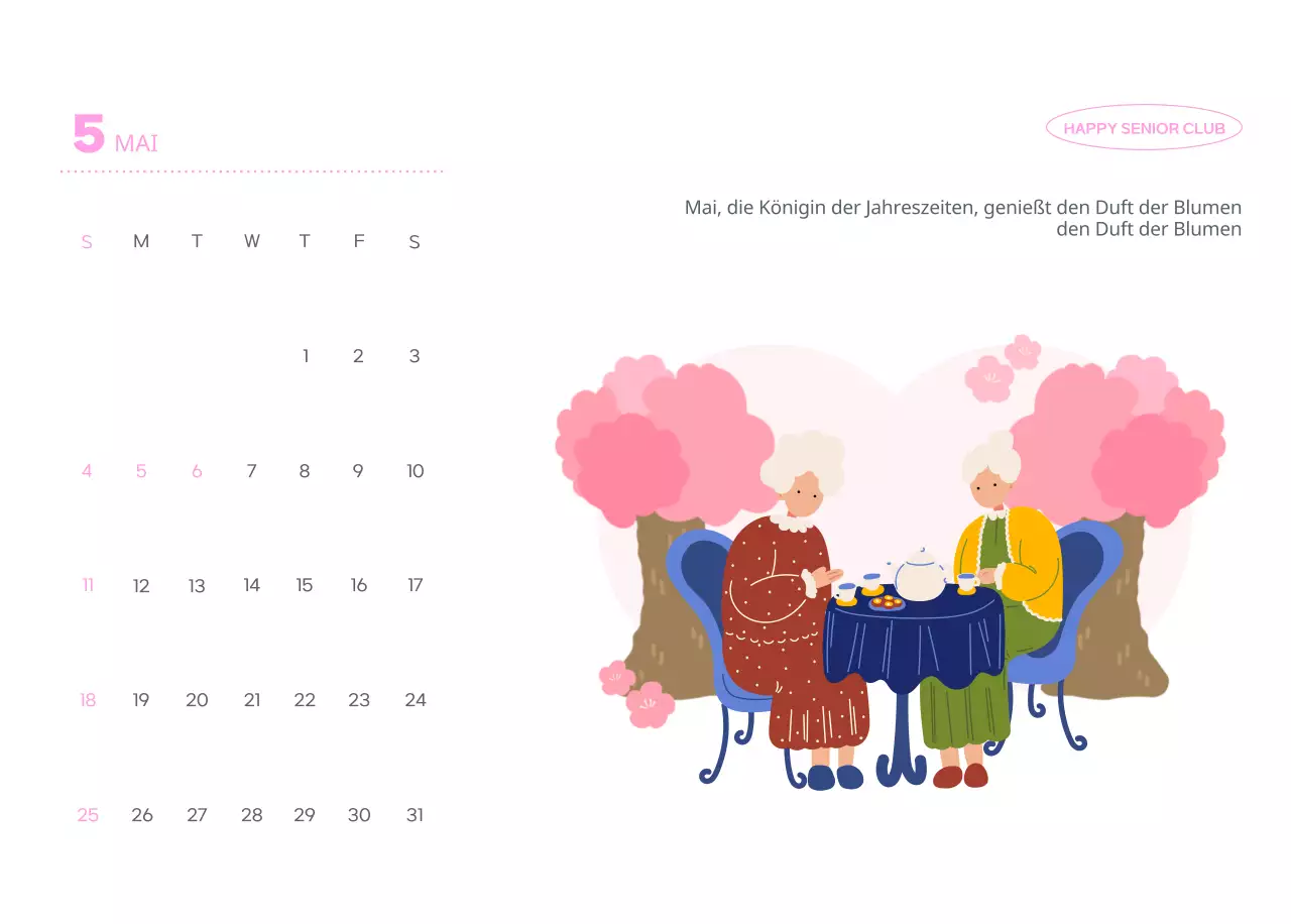 Geschäftskalender mit niedlichen Illustrationen