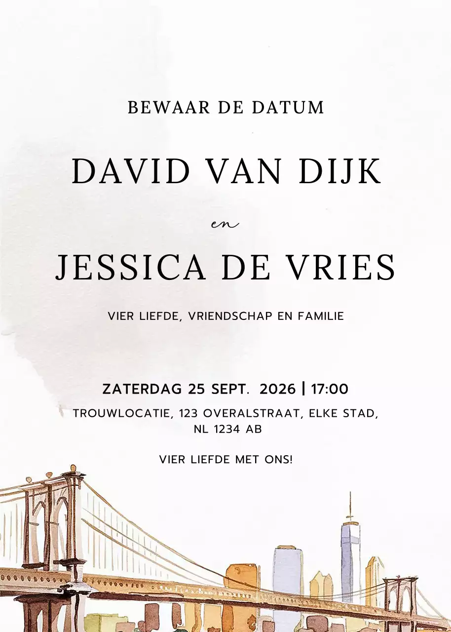 Beige elegante huwelijksuitnodiging