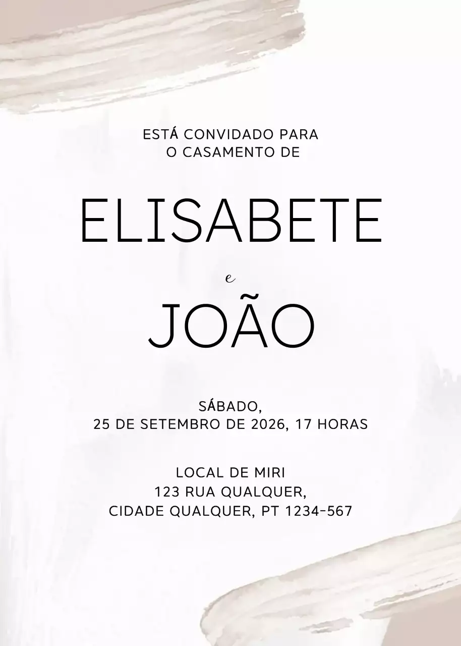 Convite de casamento bege e elegante