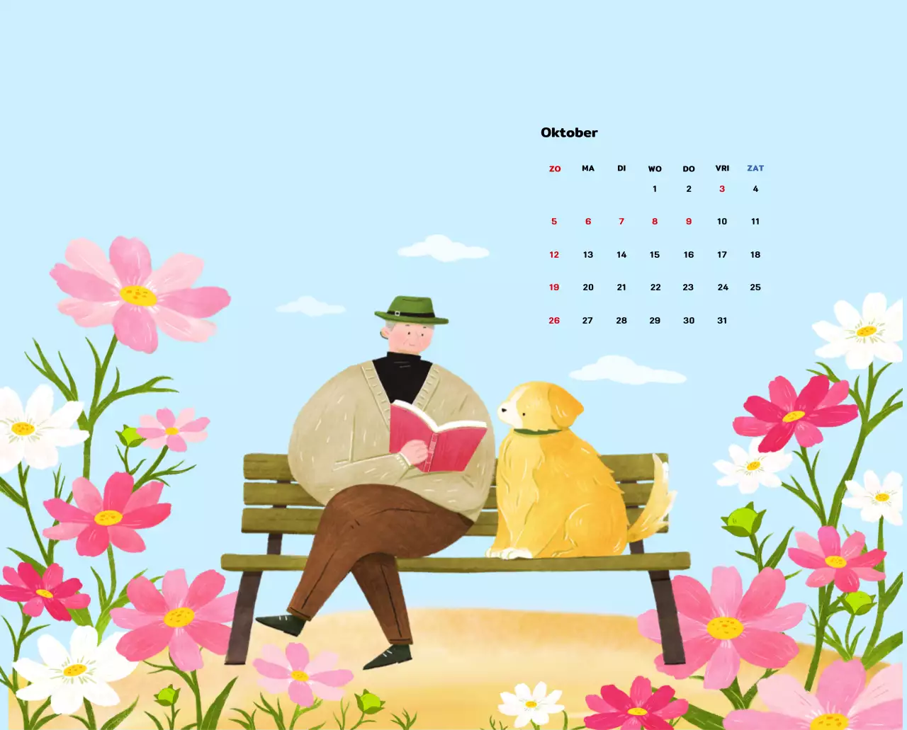 Nieuwjaarskalender met een warme geïllustreerde uitstraling