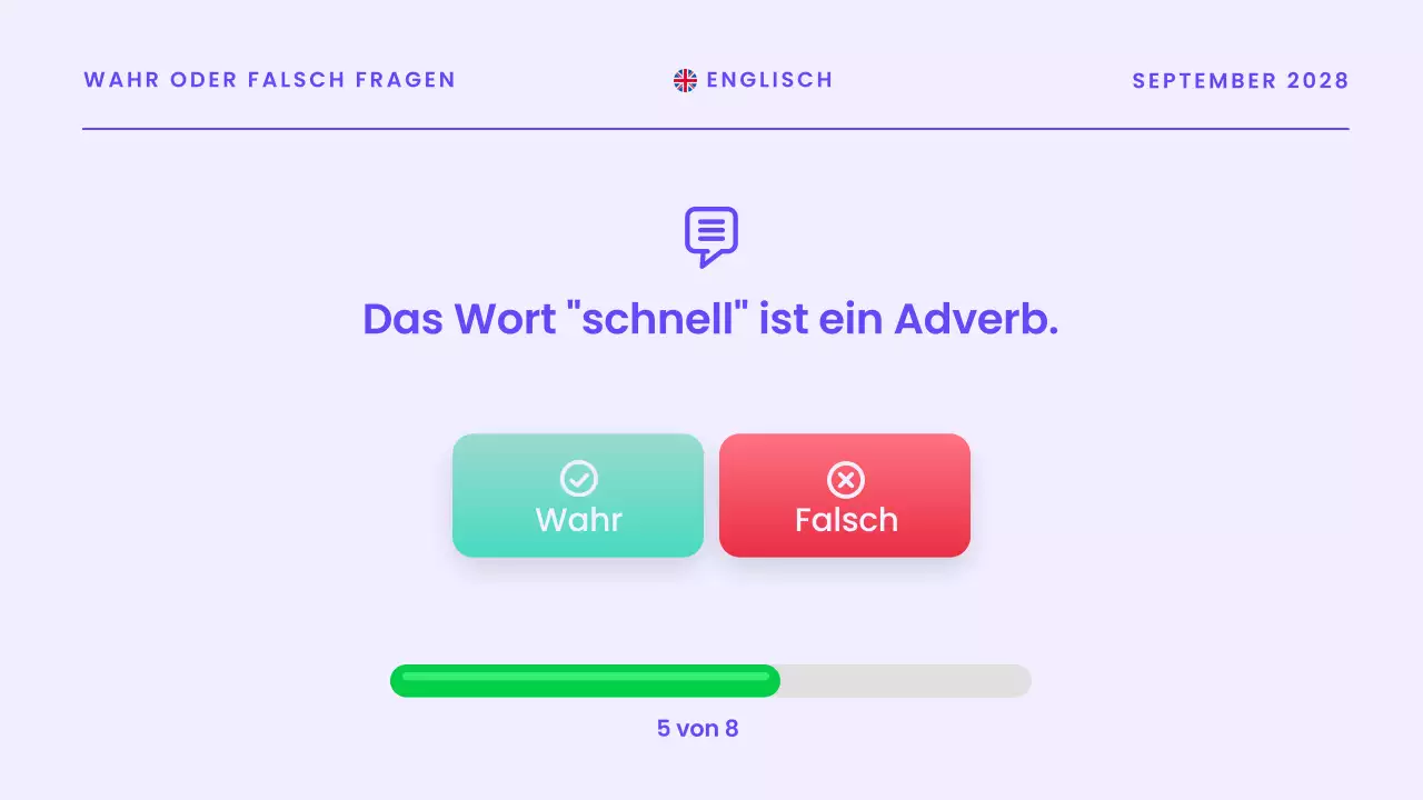 Blaue moderne Quiz-Ankündigungspräsentation