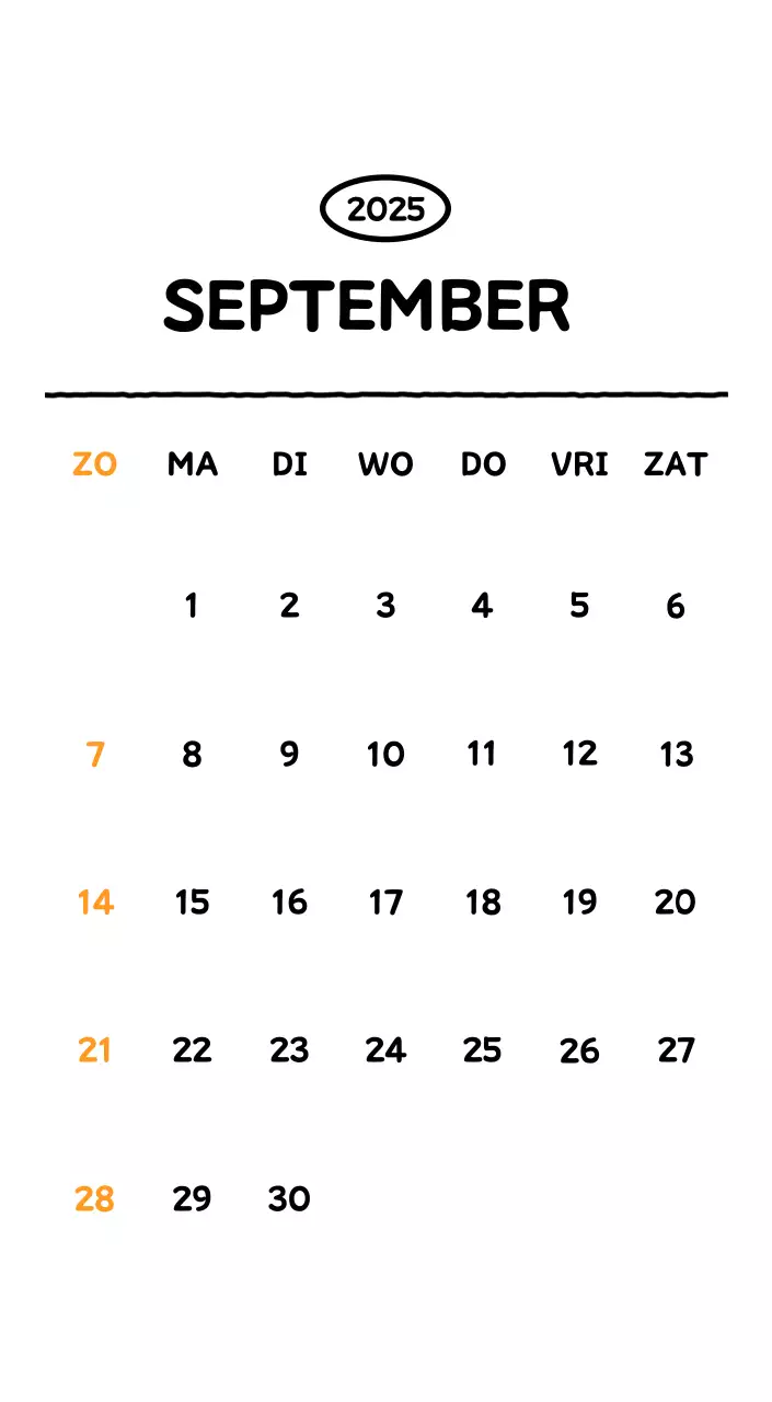 Geïllustreerde kalender met een mooie lijnstijl