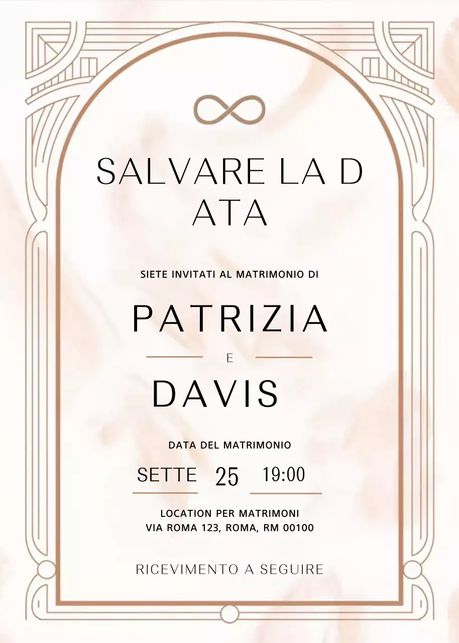 Invito di nozze elegante beige